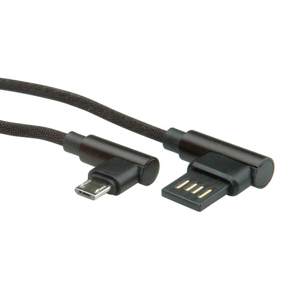 Roline USB-A – micro-B USB laidas 0,8 m Juodas (11.02.8720)
