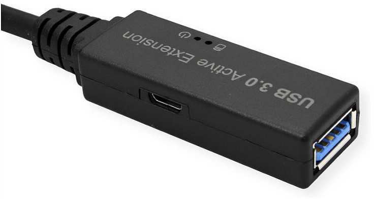 Roline ROLINE USB 3.2 Gen 1 aktyvaus kartotuvo kabelis, A tipo - C tipo, juodas, 5 m