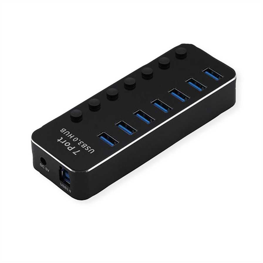 Roline USB HUB USB 3.2 Gen 1 šakotuvas, skirtas ROLINE nešiojamiesiems kompiuteriams, 7 atskirai perjungiami prievadai
