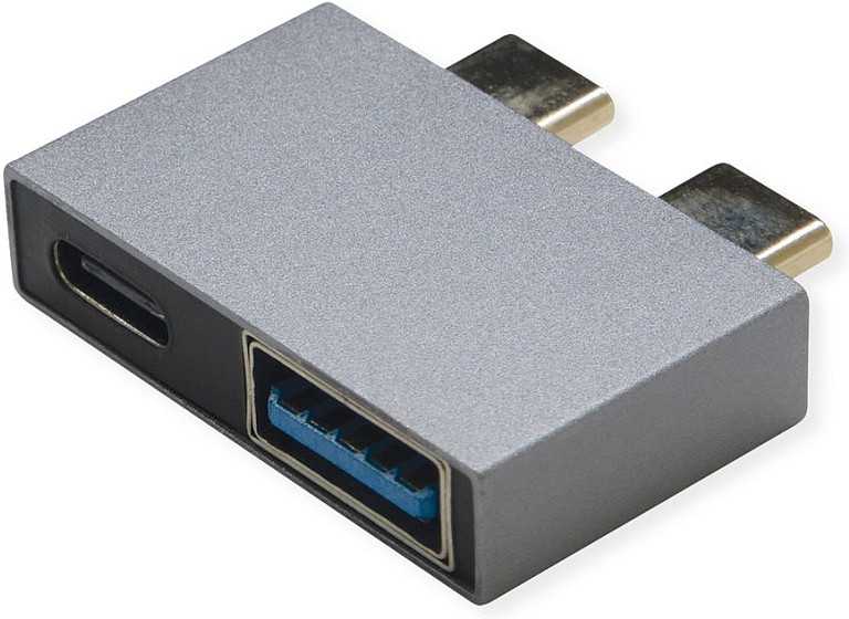 Roline Adapteris USB 3.2 Gen 2, 2x USB typu C - 1x typu A + 1x typu C, M/F, sidabrinė (12.03.2946)