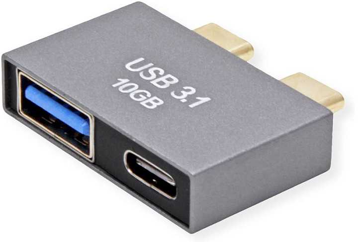 Roline Adapteris USB 3.2 Gen 2, 2x USB typu C - 1x typu A + 1x typu C, M/F, sidabrinė (12.03.2946)