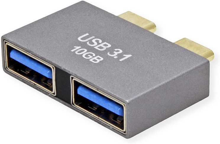 Roline Adapteris USB 3.2 Gen 2, 2x USB typu C - 2x typu A, M/F, sidabrinė (12.03.2947)