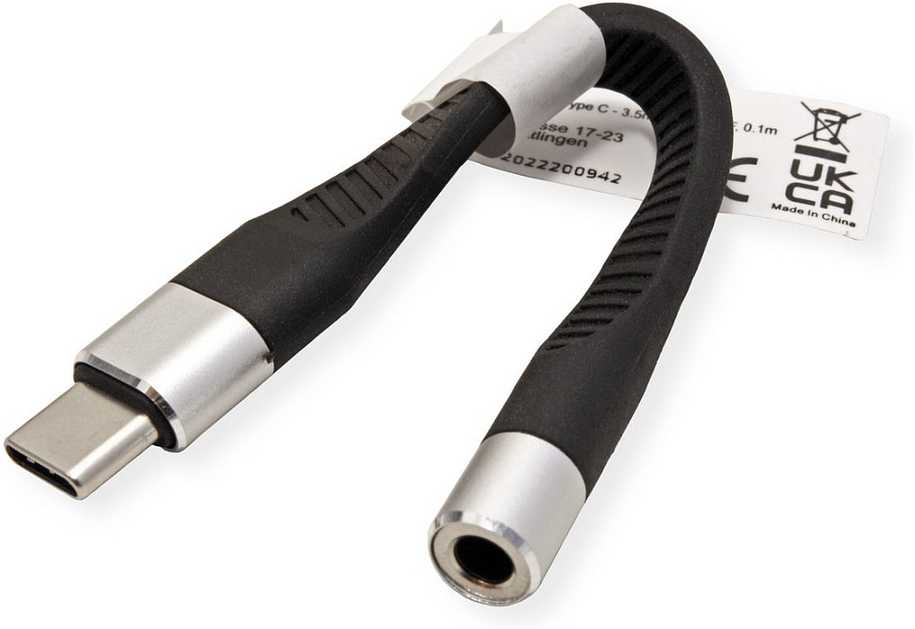 Adapteris USB Roline USB-C - Jack 3.5mm Juodas (12.03.3241)