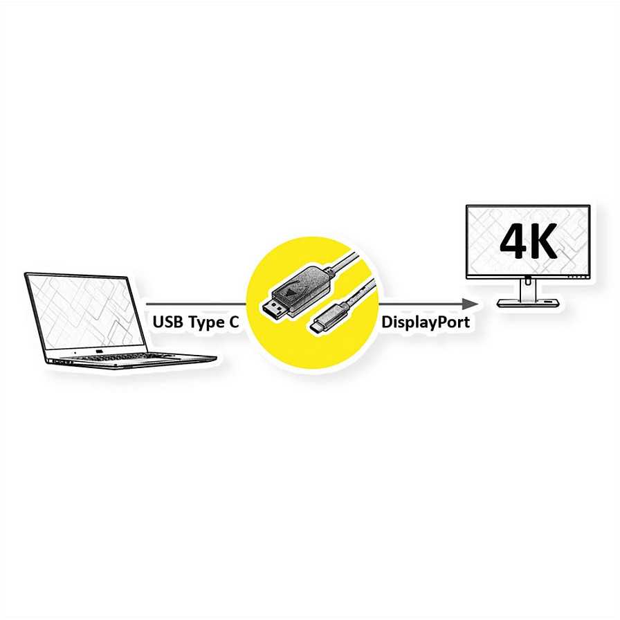 „Roline USB-C“ – „DisplayPort“ USB laidas, 1 m juodas (JAB-3752631)