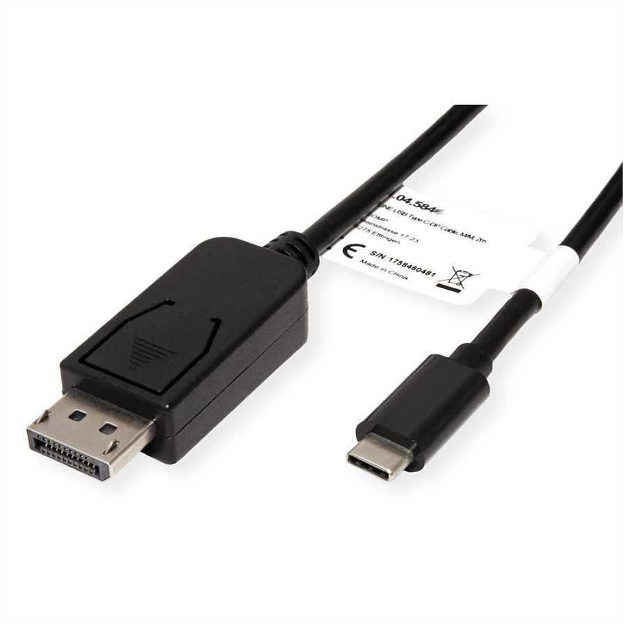 „Roline USB-C“ – „DisplayPort“ USB laidas, 1 m juodas (JAB-3752631)