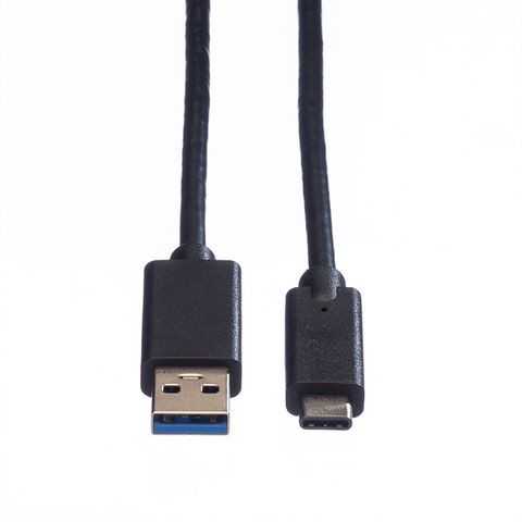 USB kabelis Roline USB-A - USB-C 0,5 m juodas (11.44.9010)