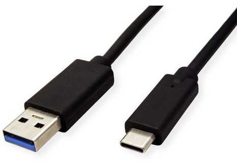 USB kabelis Roline USB-A - USB-C 0,5 m juodas (11.44.9010)