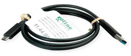 USB kabelis Roline USB-A - USB-C 0,5 m juodas (11.44.9010)