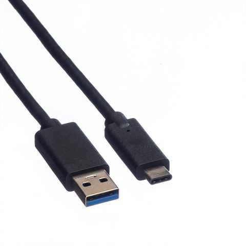 Roline USB-A – USB-C laidas, 1 m juodas (11.44.9011)