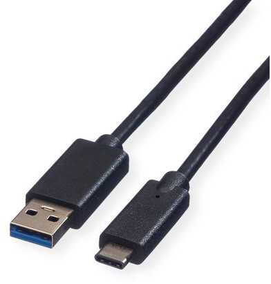 USB kabelis Roline USB-A - USB-C 0,5 m juodas (11.44.9010)