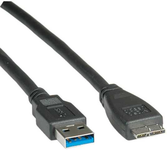 „Roline USB-A“ – „microUSB“ USB laidas, 2 m, juodas (JAB-809445)