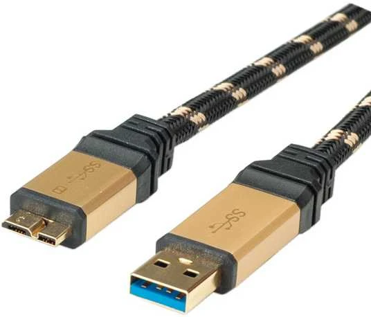 Kabelis USB Roline USB-A - micro-B 0.8 m Juodai-auksinė (JAB-1944110)