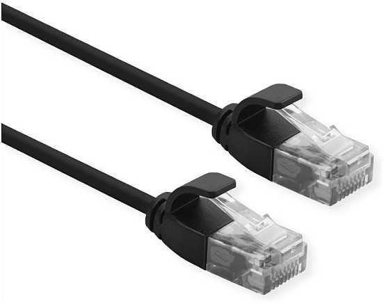 Roline Patchcord ROLINE UTP duomenų centras 6A (EA klasė), LSOH, plonas, juodas, 5 m