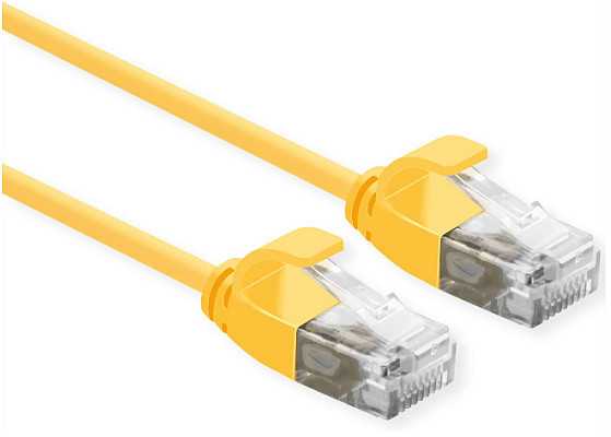 Roline Patchcord ROLINE duomenų centras UTP kat. 6A (EA klasė), LSOH, plonas, geltonas, 0,15 m