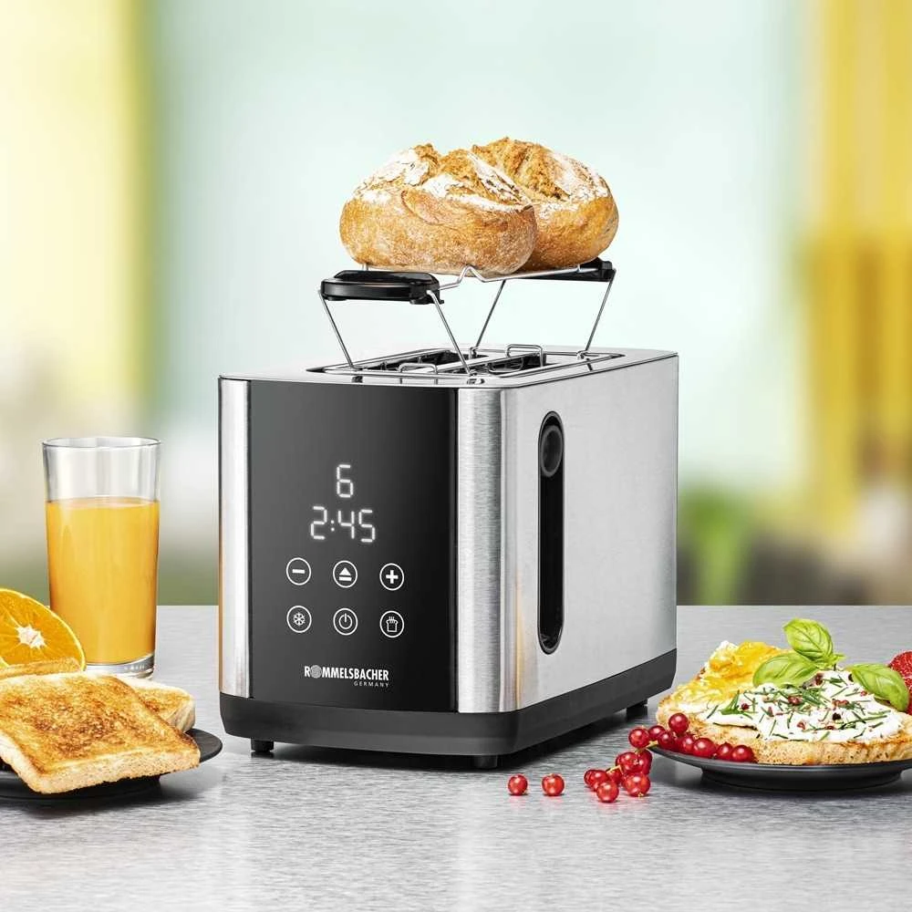 Skrudintuvas Rommelsbacher Rommelsbacher Toaster Sunny TO 850 (nerūdijantis plienas/juodas, 800 vatų, 2 skrebučio riekelėms)