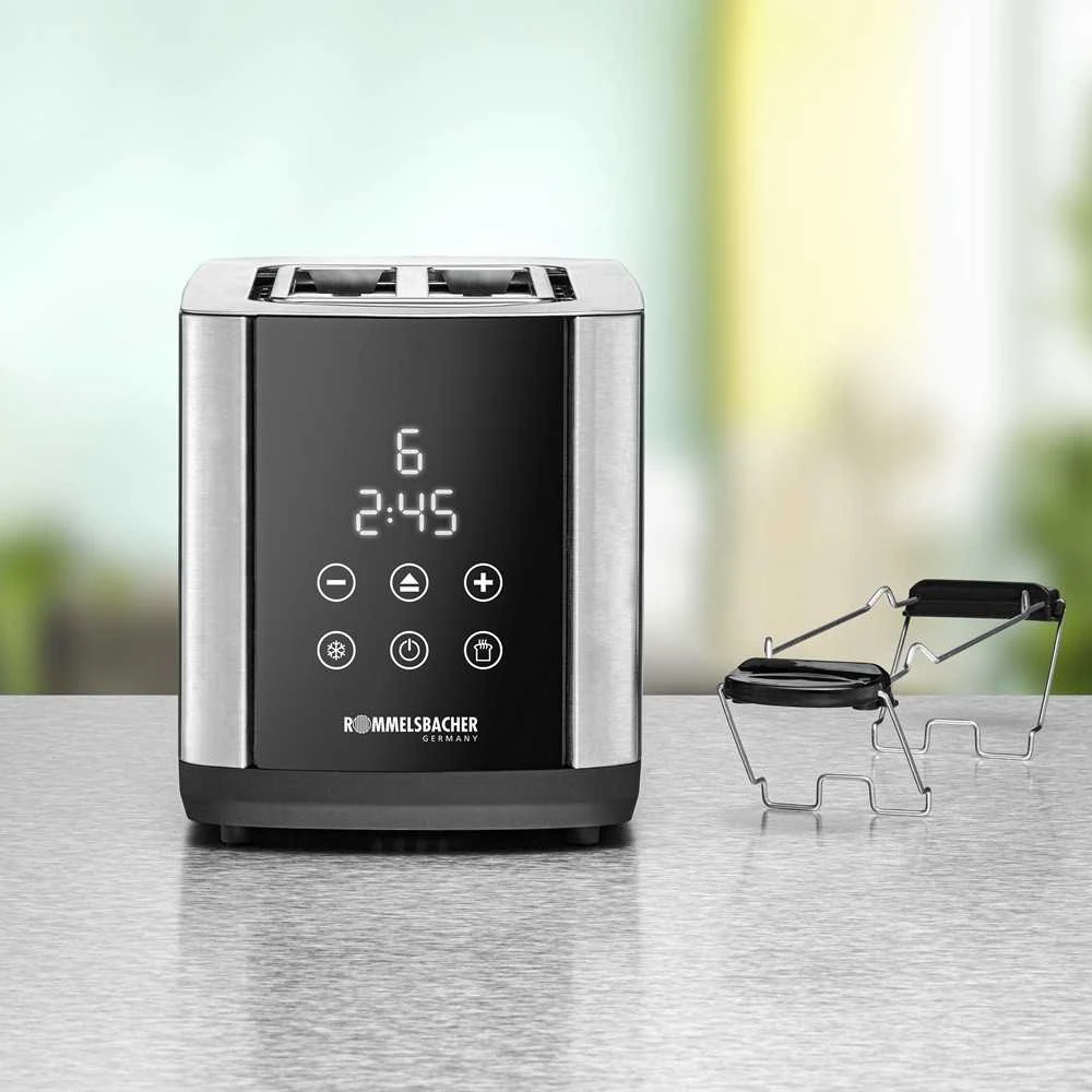 Skrudintuvas Rommelsbacher Rommelsbacher Toaster Sunny TO 850 (nerūdijantis plienas/juodas, 800 vatų, 2 skrebučio riekelėms)