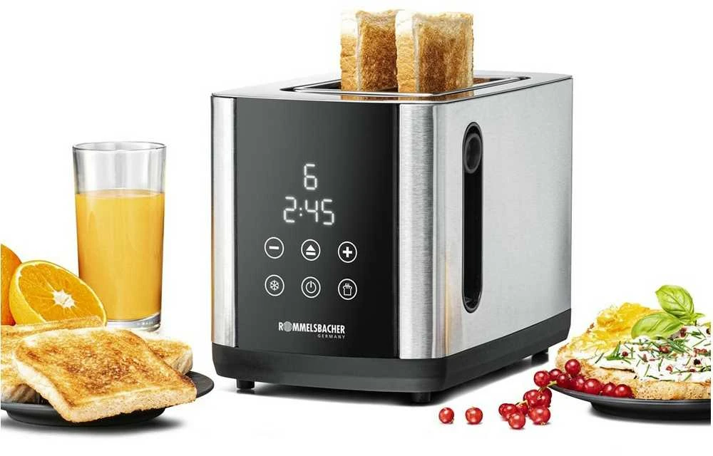 Skrudintuvas Rommelsbacher Rommelsbacher Toaster Sunny TO 850 (nerūdijantis plienas/juodas, 800 vatų, 2 skrebučio riekelėms)