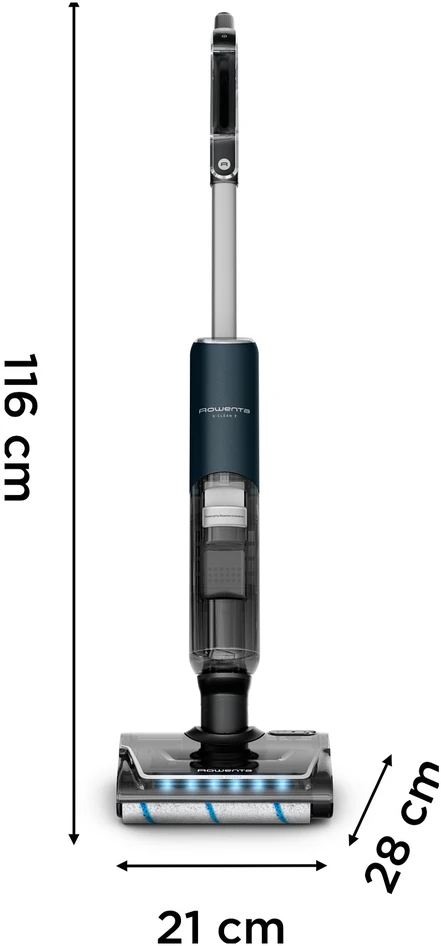 Dulkių siurblys Rowenta X-Clean 7 GZ5735E0, lazdelinis siurblys, be maišelio, juodas, chromuotas, 0,5 l, stačiakampis, sausam ir šlapiam valymui