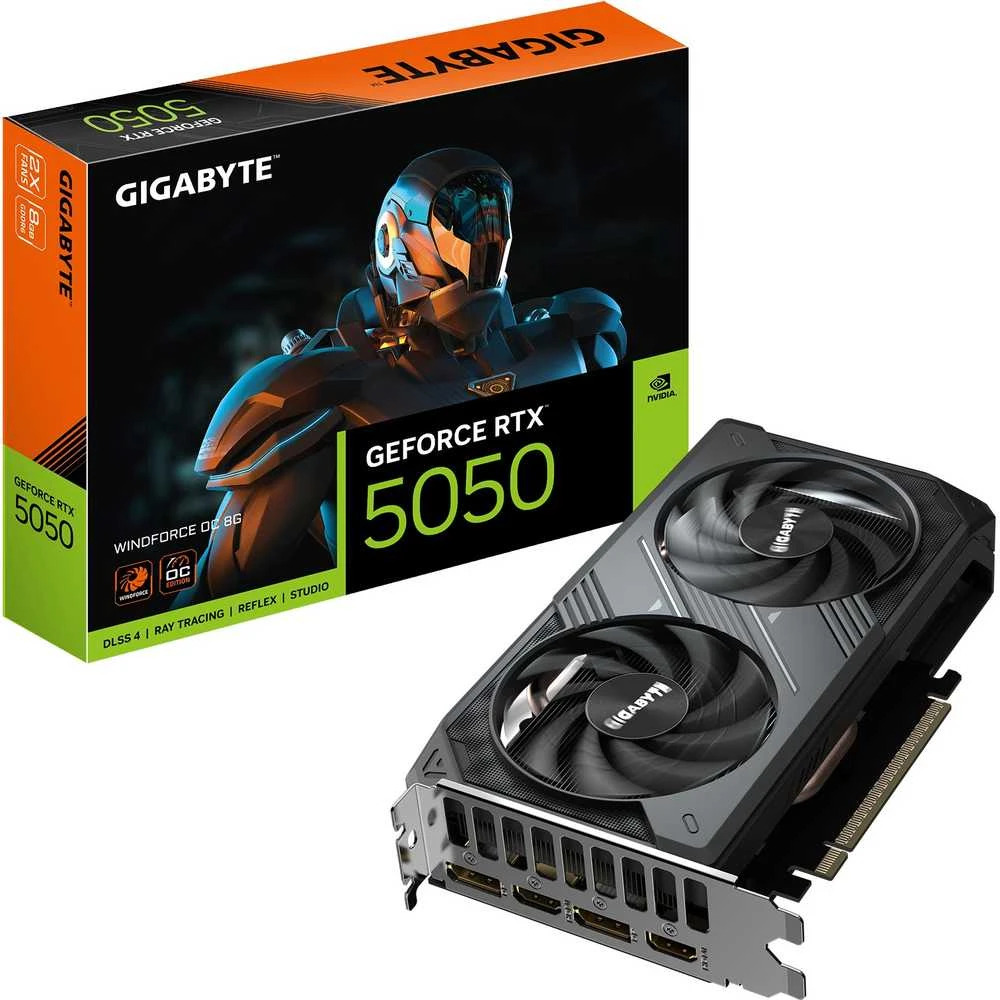 Vaizdo plokštė „Gigabyte GeForce RTX 5050 WINDFORCE OC 8G“ | NVIDIA | 8 GB | „GeForce RTX 5050“ | GDDR6 | HDMI jungčių kiekis: 2 | PCI-E 5.0