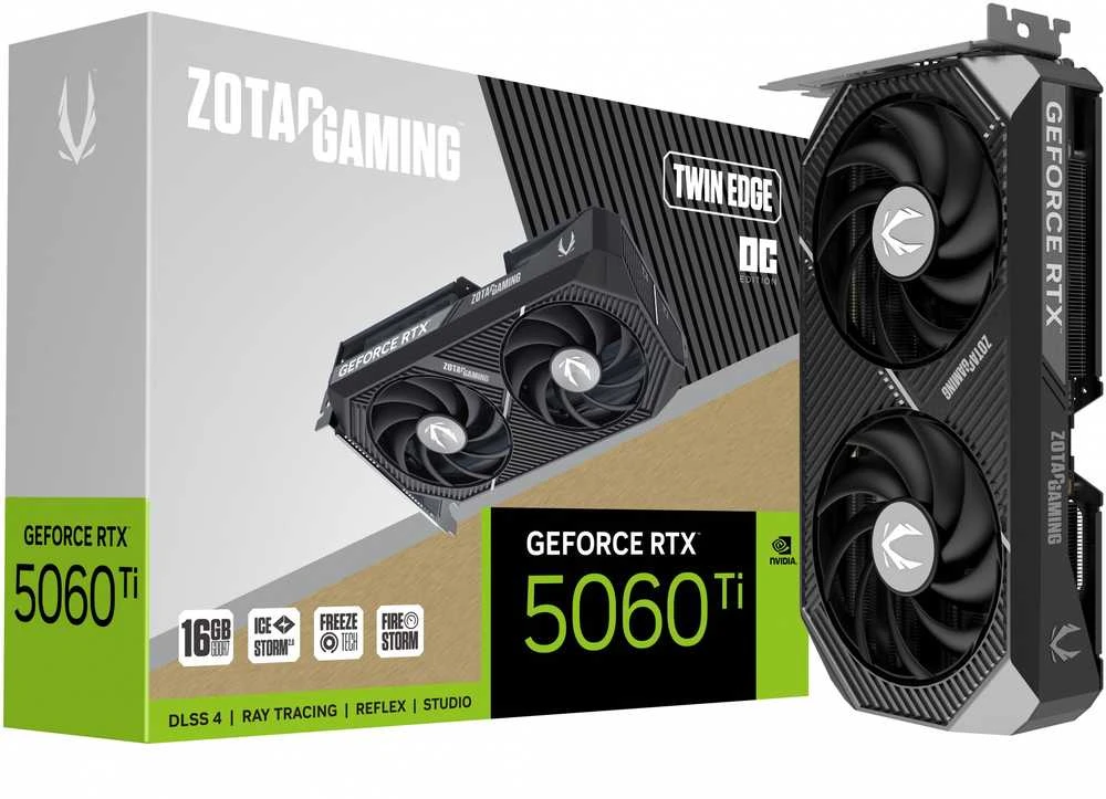 ZOTAC GeForce RTX 5060 Ti Twin Edge 16GB OC DLSS4 vaizdo plokštė