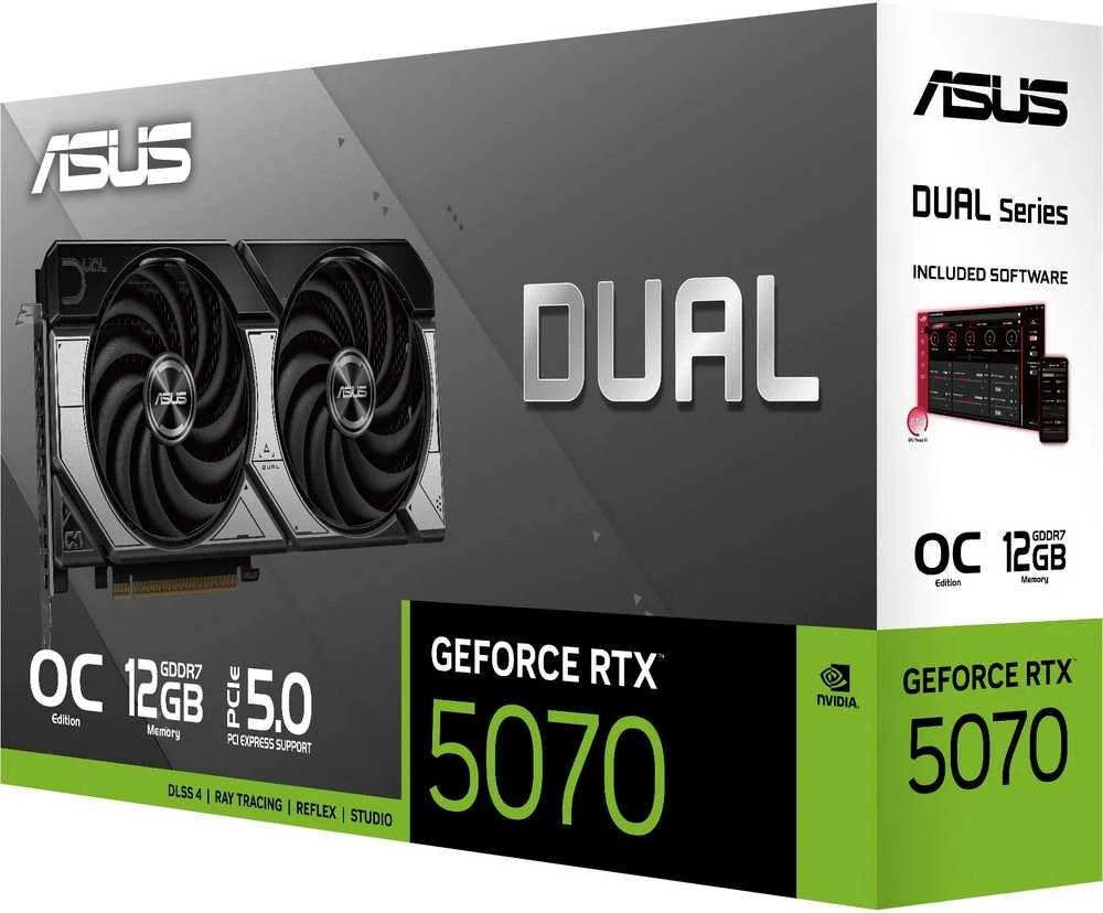 ASUS dviguba NVIDIA GeForce RTX 5070 OC 12 GB vaizdo plokštė