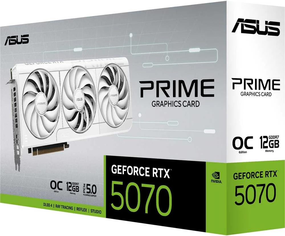 Vaizdo plokštė ASUS Prime GeForce RTX 5070 Baltas OC Edition 12GB GDDR7 Grafikos plokštė PCIe 5.0 HDMI/DP 2.1