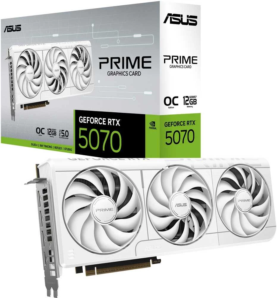 Vaizdo plokštė ASUS Prime GeForce RTX 5070 Baltas OC Edition 12GB GDDR7 Grafikos plokštė PCIe 5.0 HDMI/DP 2.1