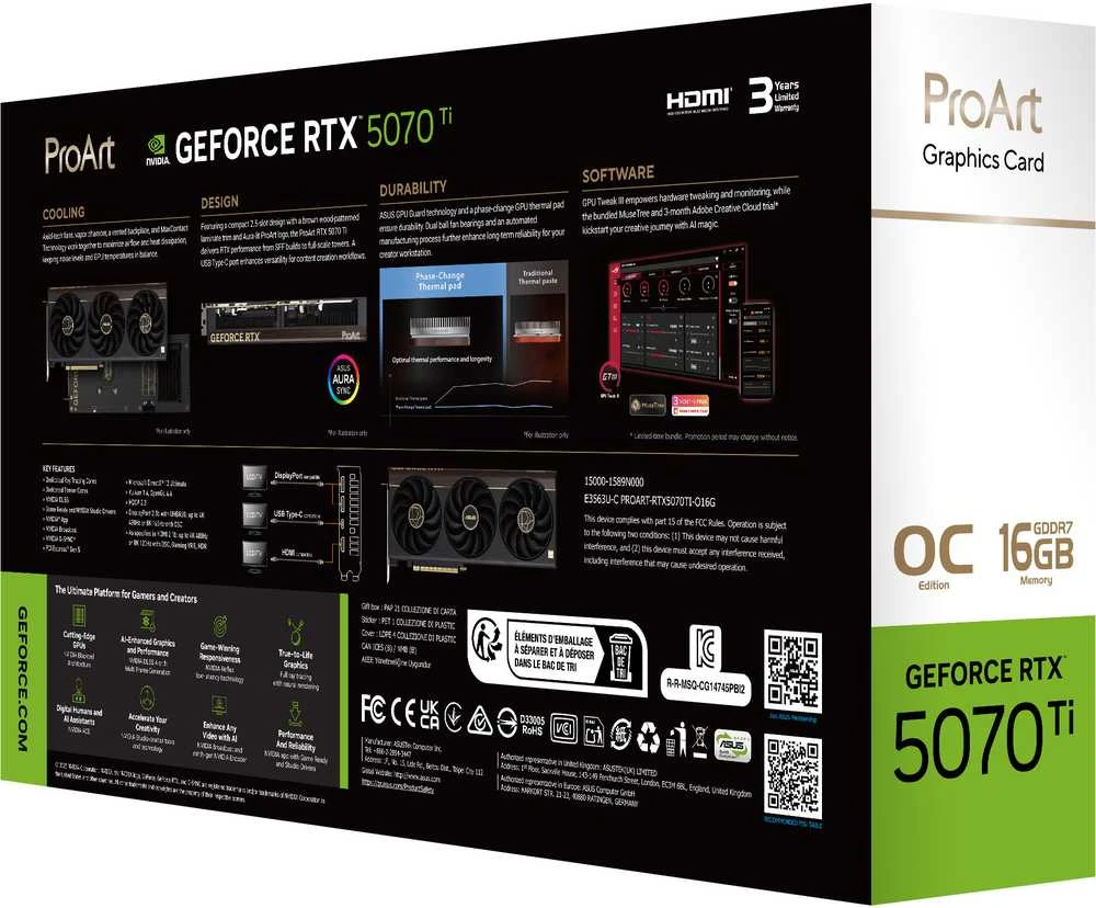ASUS GeForce RTX 5070 Ti ProART OC 16GB DLSS4 vaizdo plokštė