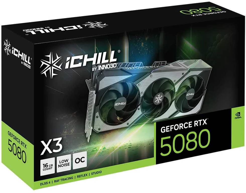 Vaizdo plokštė INNO3D iChill GeForce RTX 5080 X3 V2 NVIDIA 16 GB GDDR7