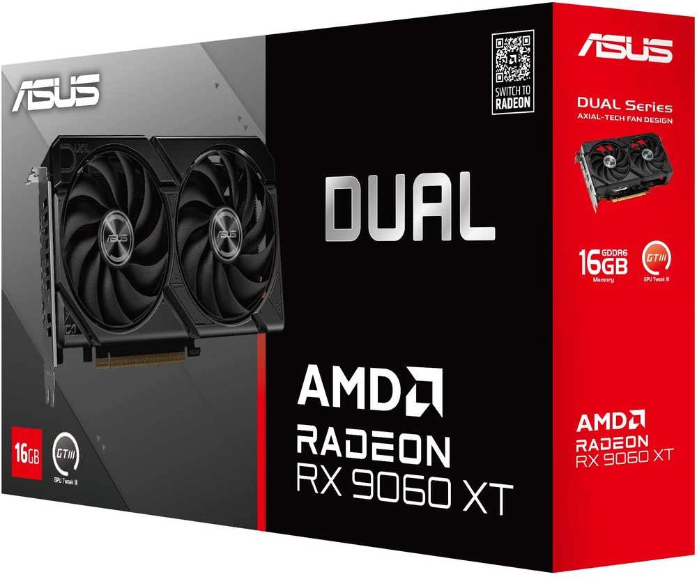 Vaizdo plokštė ASUS Dual -RX9060XT-16G AMD Radeon RX 9060 XT 16 GB GDDR6