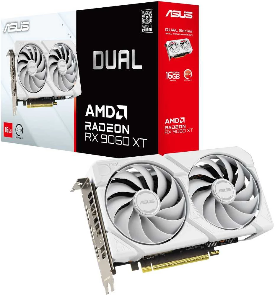 Vaizdo plokštė ASUS Dual Radeon RX 9060 XT Baltas Edition, 16384 MB GDDR6