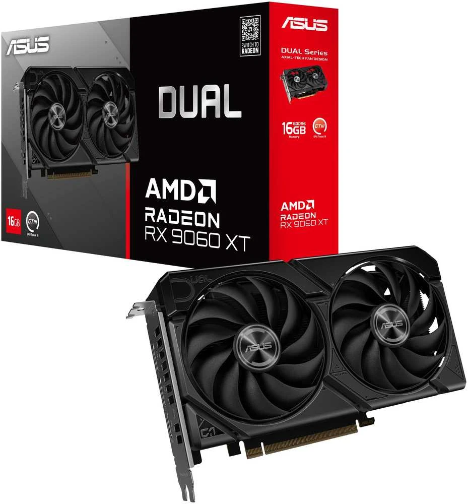 Vaizdo plokštė ASUS Dual -RX9060XT-16G AMD Radeon RX 9060 XT 16 GB GDDR6
