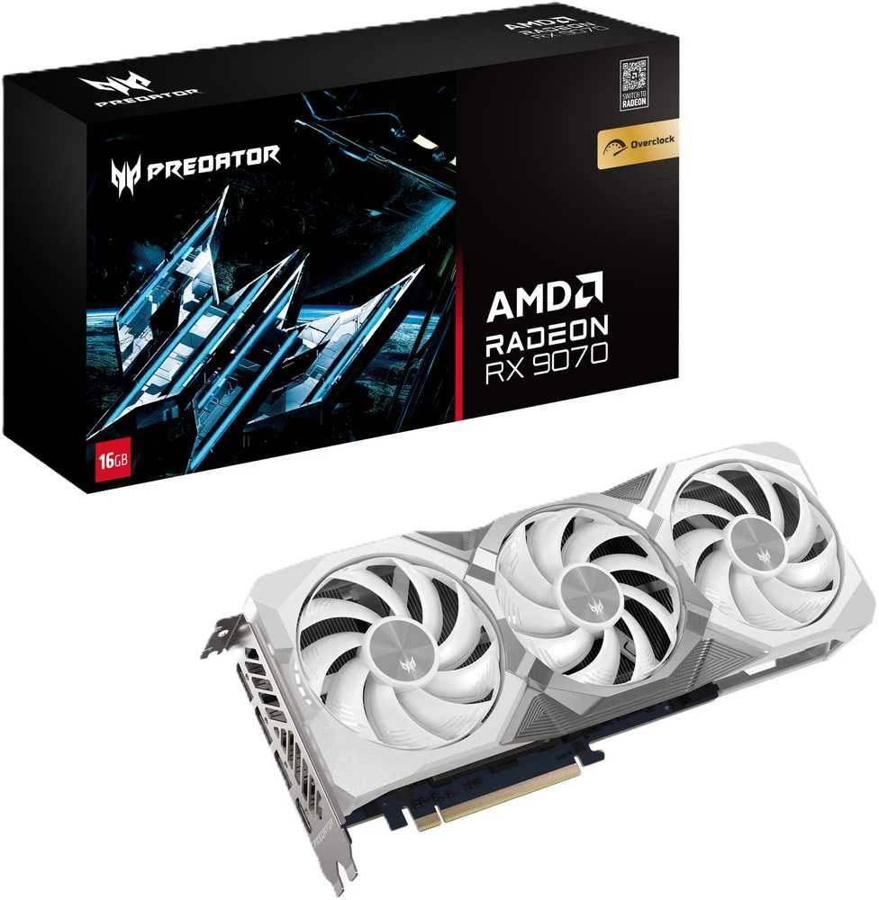 Vaizdo plokštė „Acer Predator BiFrost Radeon RX 9070 OC 16GB Baltas“ leidimas AMD GDDR6