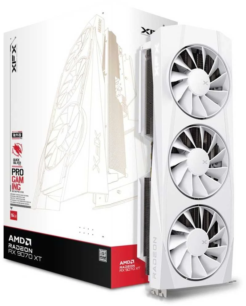 XFX Quicksilver AMD Radeon RX 9070XT Baltas 16GB GDDR6 256-bit HDMI 3xDP