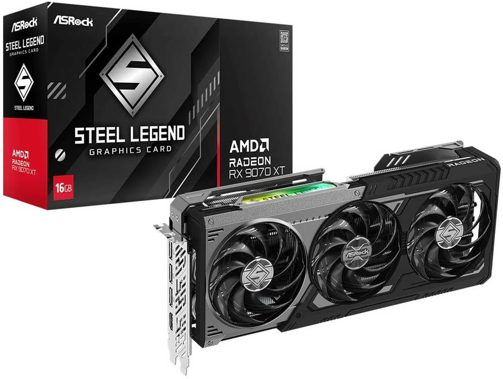 Vaizdo plokštė ASRock Radeon RX 9070 XT Steel Legend Dark 16GB