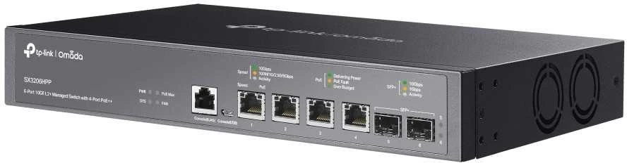 Šakotuvas TP-Link 4-PORT 10G MANAGED POE SWITCH - L2+ 2-PORT 10G SFP+ 4-PORT POE++