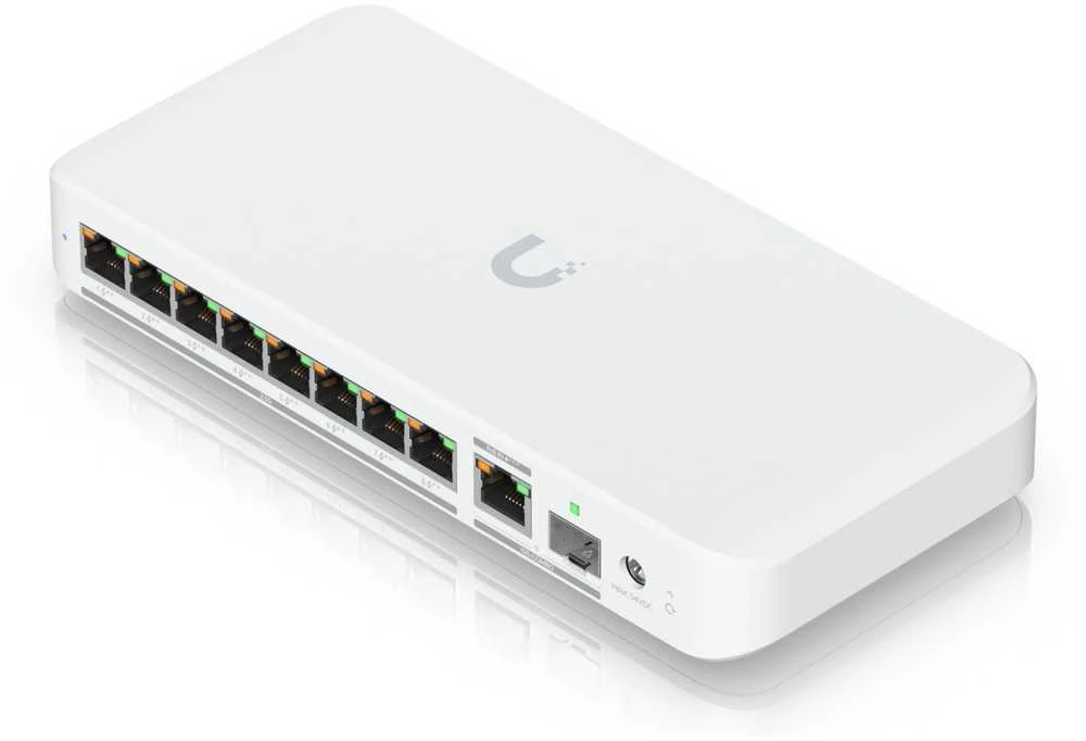 Šakotuvas UBIQUITI FLEX 2.5G POE FLEXIBLE, 8 PORT 2.5 GBE POE++ JUNGIKLIS SU 10 GBE RJ45/SFP+ KOMBINUOTU SUSIJUSIOS PRIEDAS, KURIE GALI BŪTI MAITINIMAS SU POE+++ ARBA KINKTAmosios srovės maitinimu*