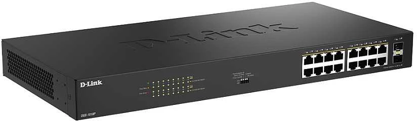 Šakotuvas Switch D-Link DGS-1018P 16-portowy Gigabit PoE 2 SFP 240W (DGS-1018P/E)