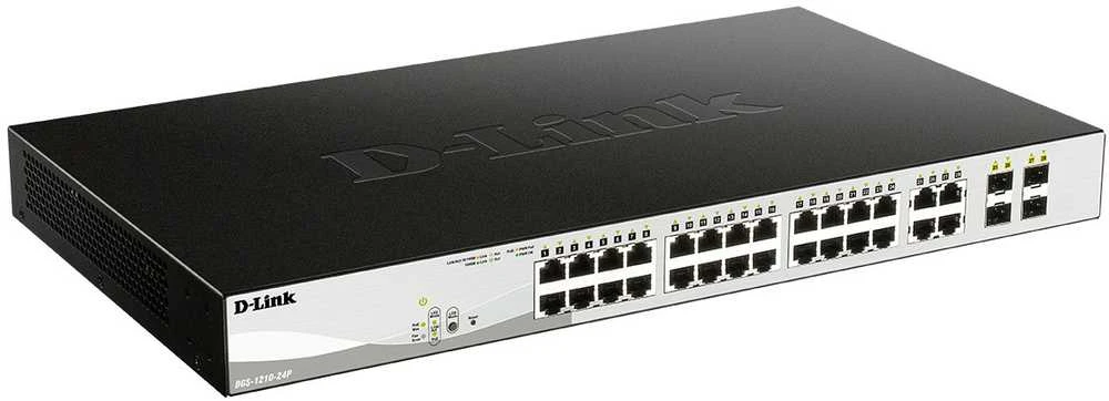 Šakotuvas D-LINK 24-Port Layer2 PoE Gigabit Smart Managed Switch dlink žalias 3.0 24x 10/100/1000Mbit/s TP PoE prievadas su 802.3 iki 30 vatų