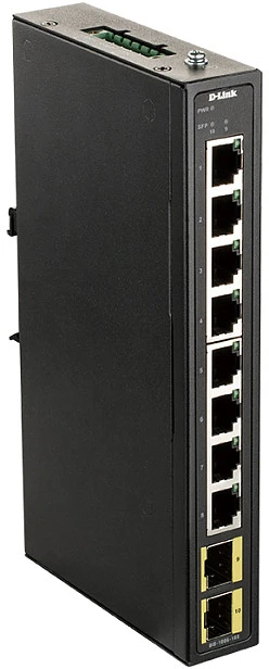 Šakotuvas D-Link DIS-100G-10S Switch L2 Unmanaged Industrial, 8x10/100/1000Base-T jungtys, 2 SFP jungtys, Plieninis korpusas | D-Link | 60 mėn.