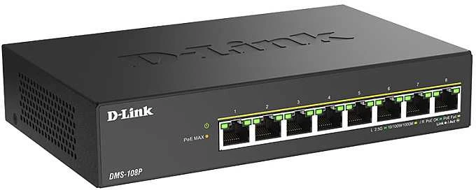 Šakotuvas D-LINK DMS-108P/E 8 prievadų 2,5 G daugiagigabitinis nevaldomas PoE komutatorius | D-Link
