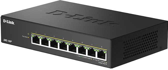 Šakotuvas D-LINK DMS-108P/E 8 prievadų 2,5 G daugiagigabitinis nevaldomas PoE komutatorius | D-Link