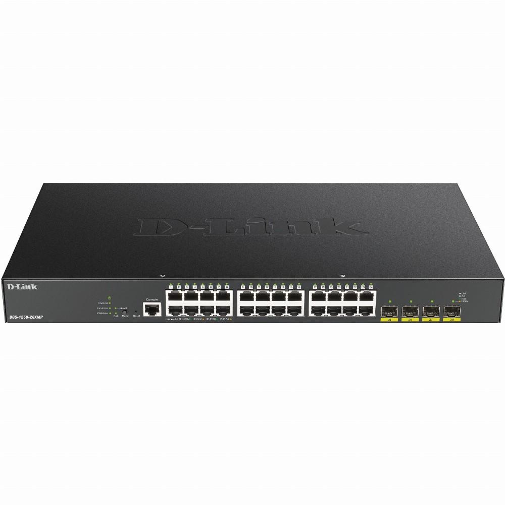 Šakotuvas D-LINK 28 prievadų išmanusis valdomas PoE+ gigabito komutatorius 4x 10G