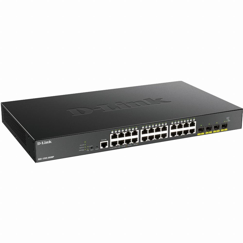 Šakotuvas D-LINK 28 prievadų išmanusis valdomas PoE+ gigabito komutatorius 4x 10G