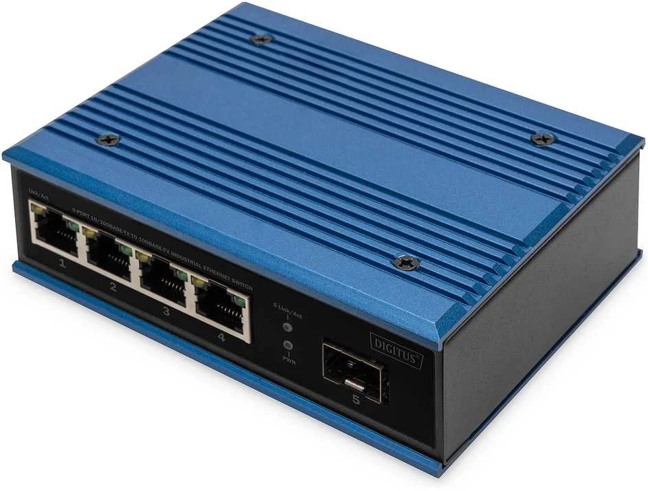 Šakotuvas Digitus DN-651130 tinklo komutatorius Ne-valdomas Fast Ethernet (10/100) Juoda, Mėlyna