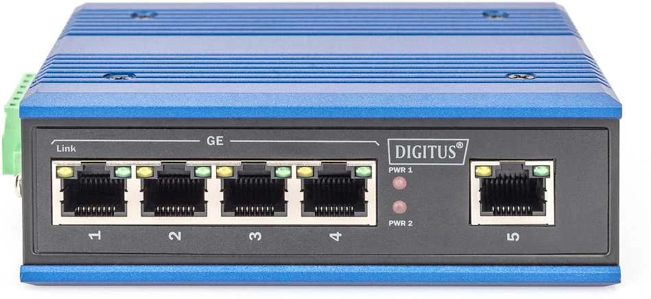 Šakotuvas Digitus INDUSTRIAL 5-PORT GIGABITSWITCH - DIN RAIL EXTENDED TEMP RANGE