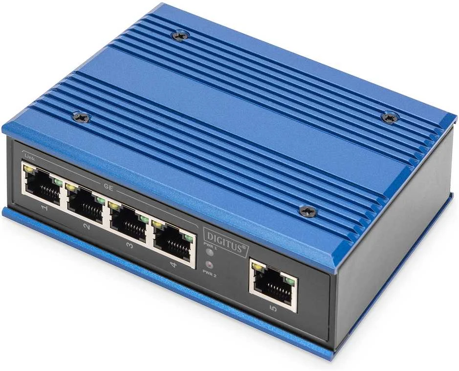Šakotuvas Digitus INDUSTRIAL 5-PORT GIGABITSWITCH - DIN RAIL EXTENDED TEMP RANGE