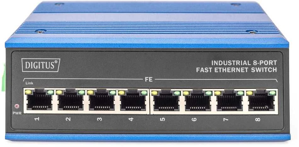 Šakotuvas Digitus ASSMANN Electronic DN-650106 tinklo komutatorius Fast Ethernet (10/100) Juoda, Mėlyna