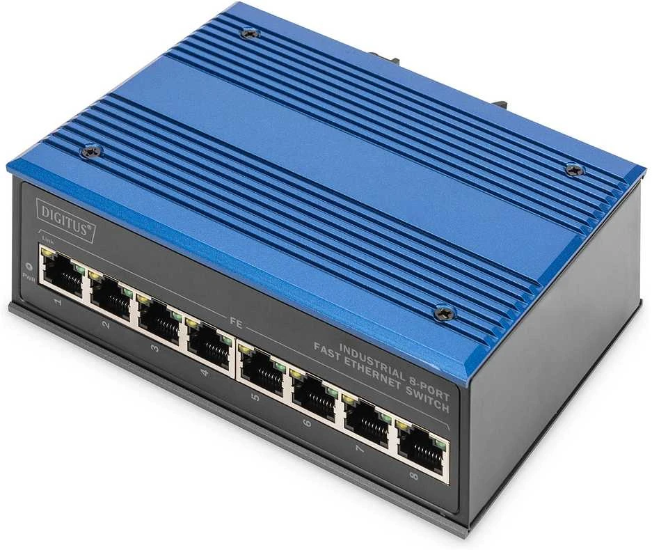 Šakotuvas Digitus ASSMANN Electronic DN-650106 tinklo komutatorius Fast Ethernet (10/100) Juoda, Mėlyna
