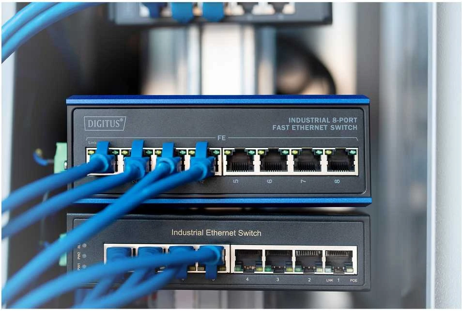 Šakotuvas Digitus ASSMANN Electronic DN-650106 tinklo komutatorius Fast Ethernet (10/100) Juoda, Mėlyna